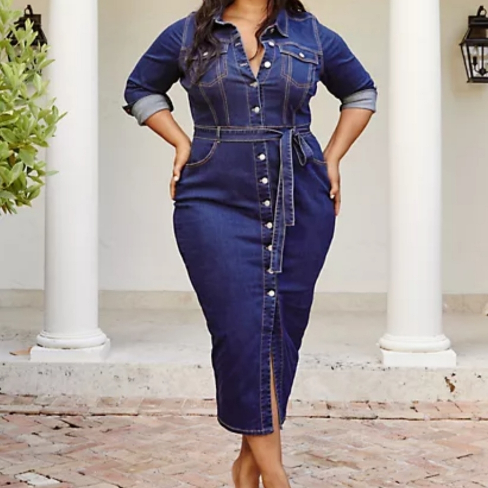 Denim Maxi Dress 1X 14-16 1